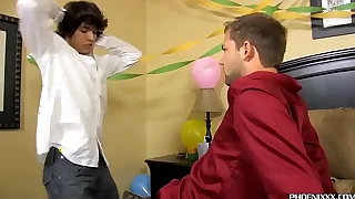 Twink cane man strips plus gets fucked all round feigning get under one's wedding